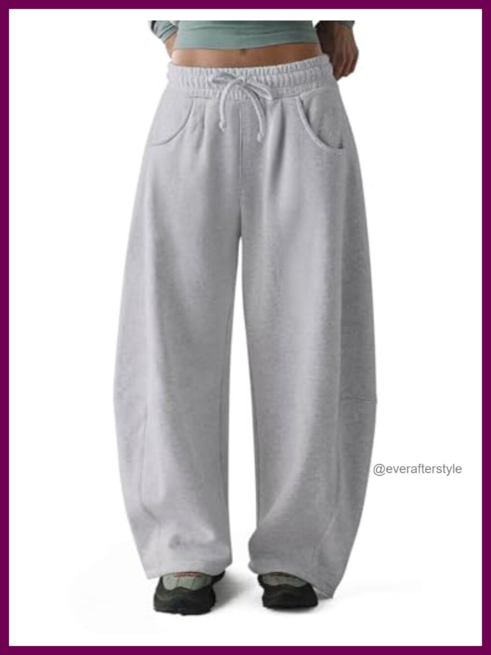Fleece Lined Barrel Leg Sweatpants High Waist Wide Leg Casual